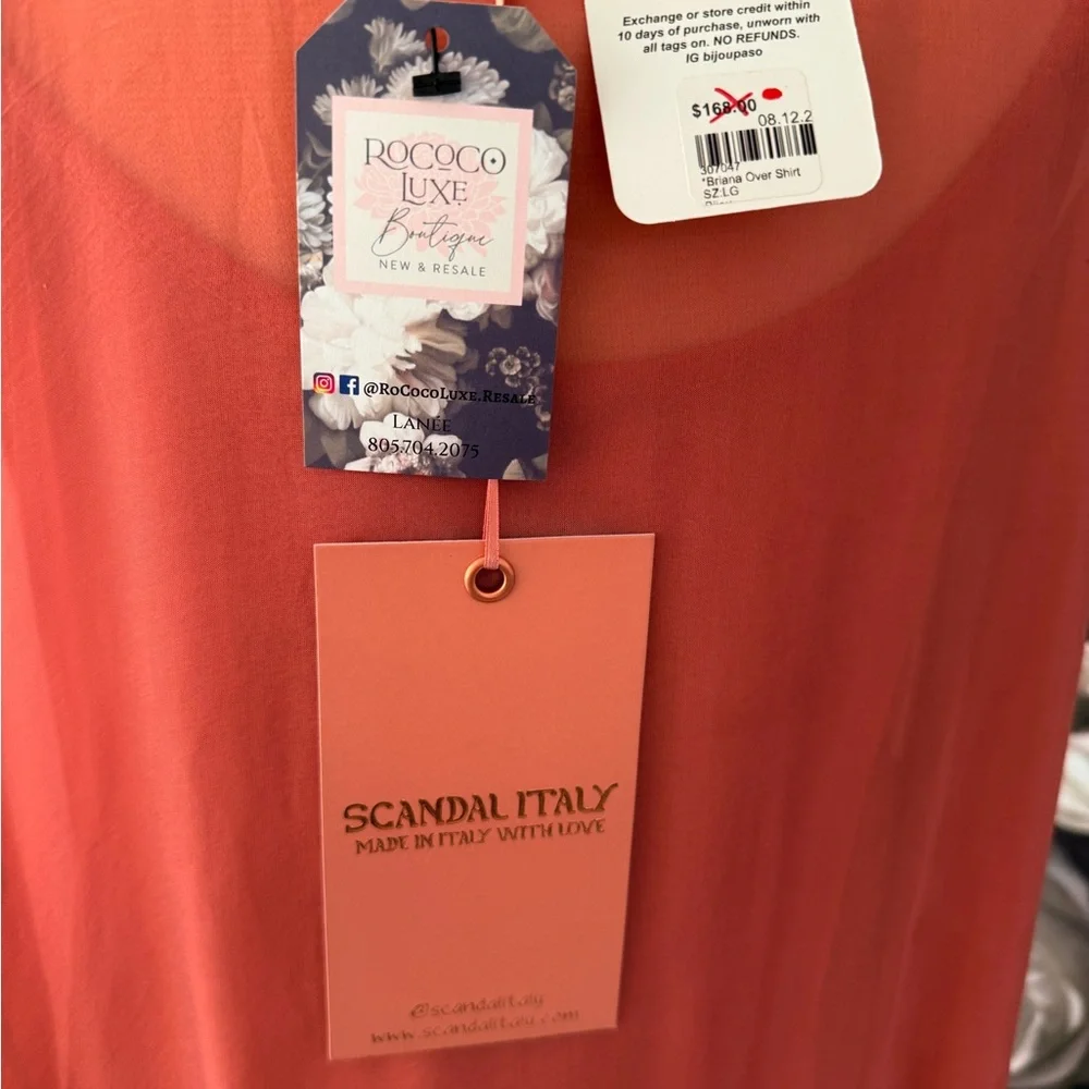 NWT SCANDAL Italy Dress SET flowy Button Melon color fitted mini dress - fits: M